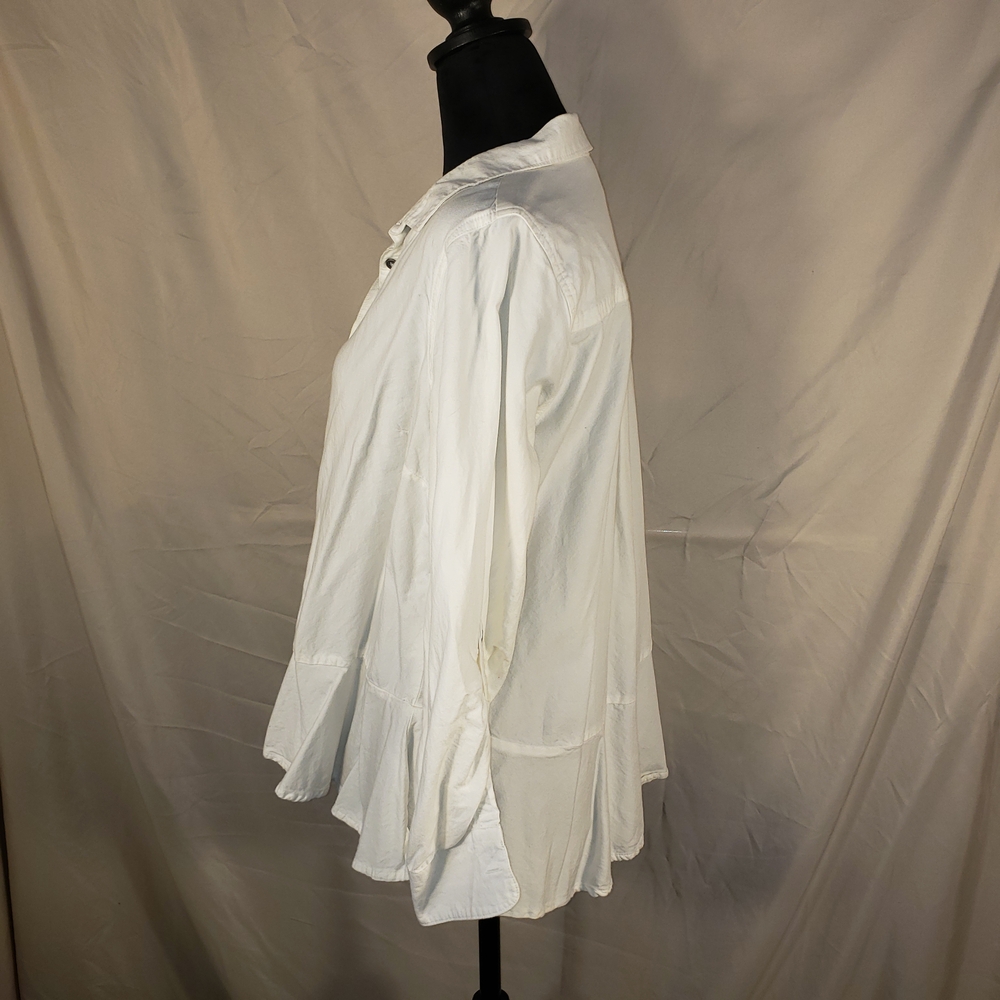 Vintage America White Button-Down Shirt with Flared Hem - M - Picture 5 of 5